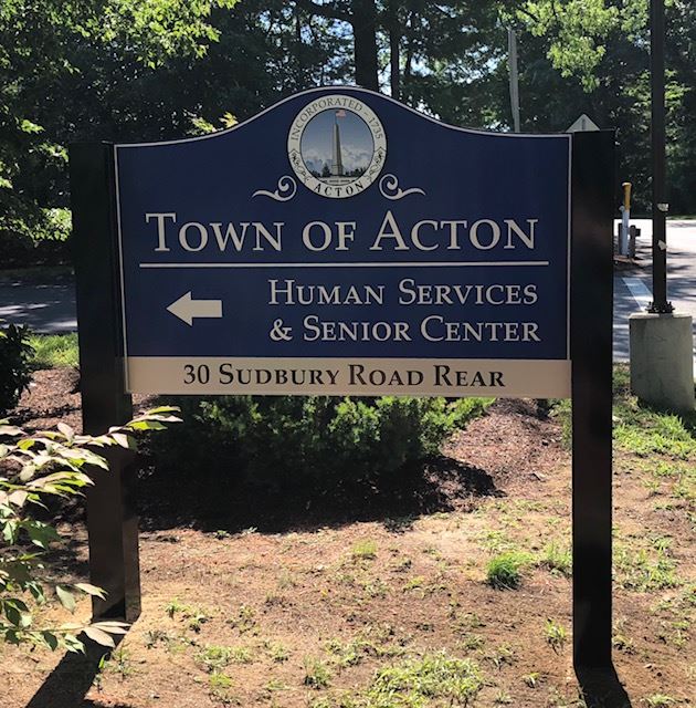 Turn in at the Blue Sign!